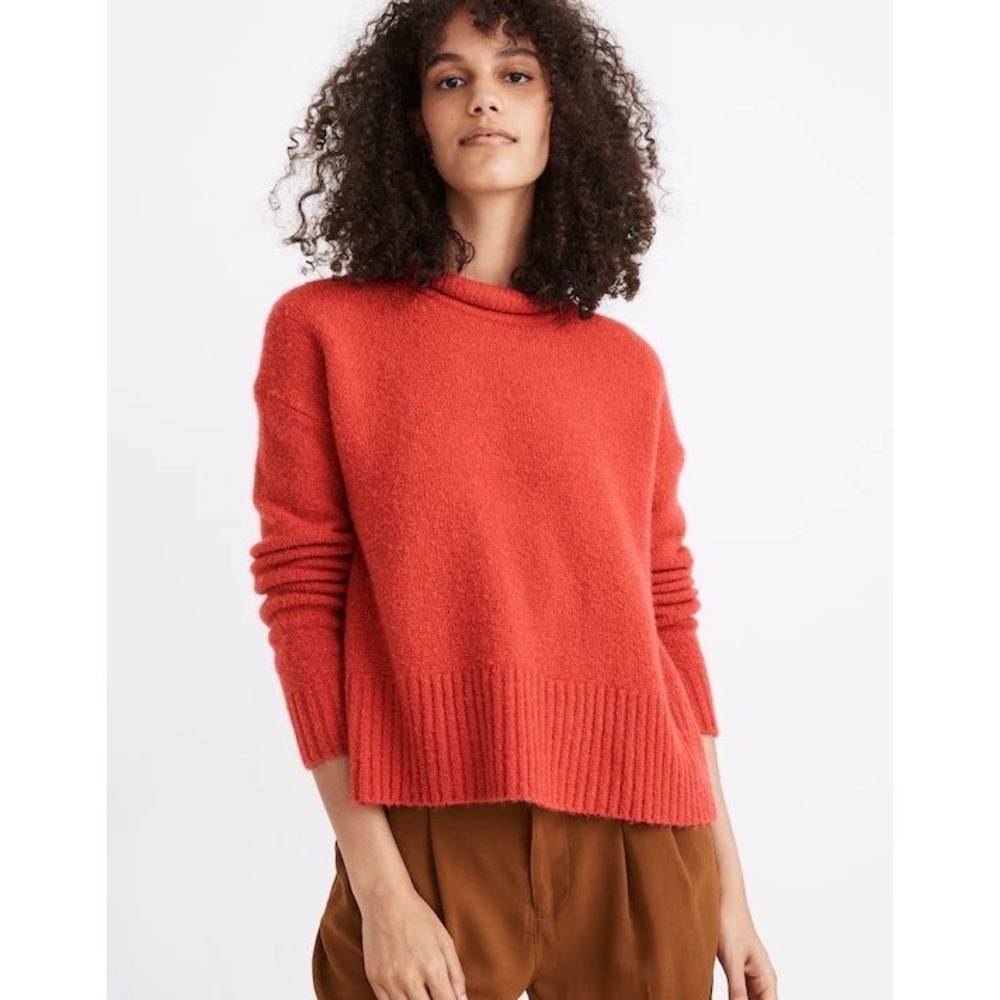 Madewell Coral Textured Turtleneck Sweater Cozy Alpaca Wool Blend Women's Size S